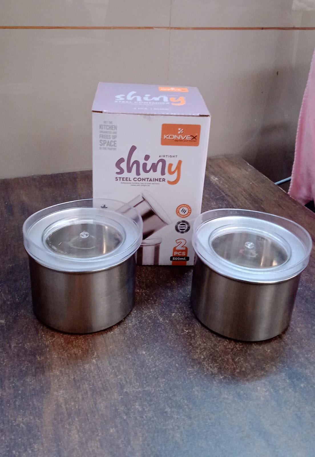 Multipurpose Stainless Steel Airtight Containers With See Through Lid (2 Pc 500 Ml)