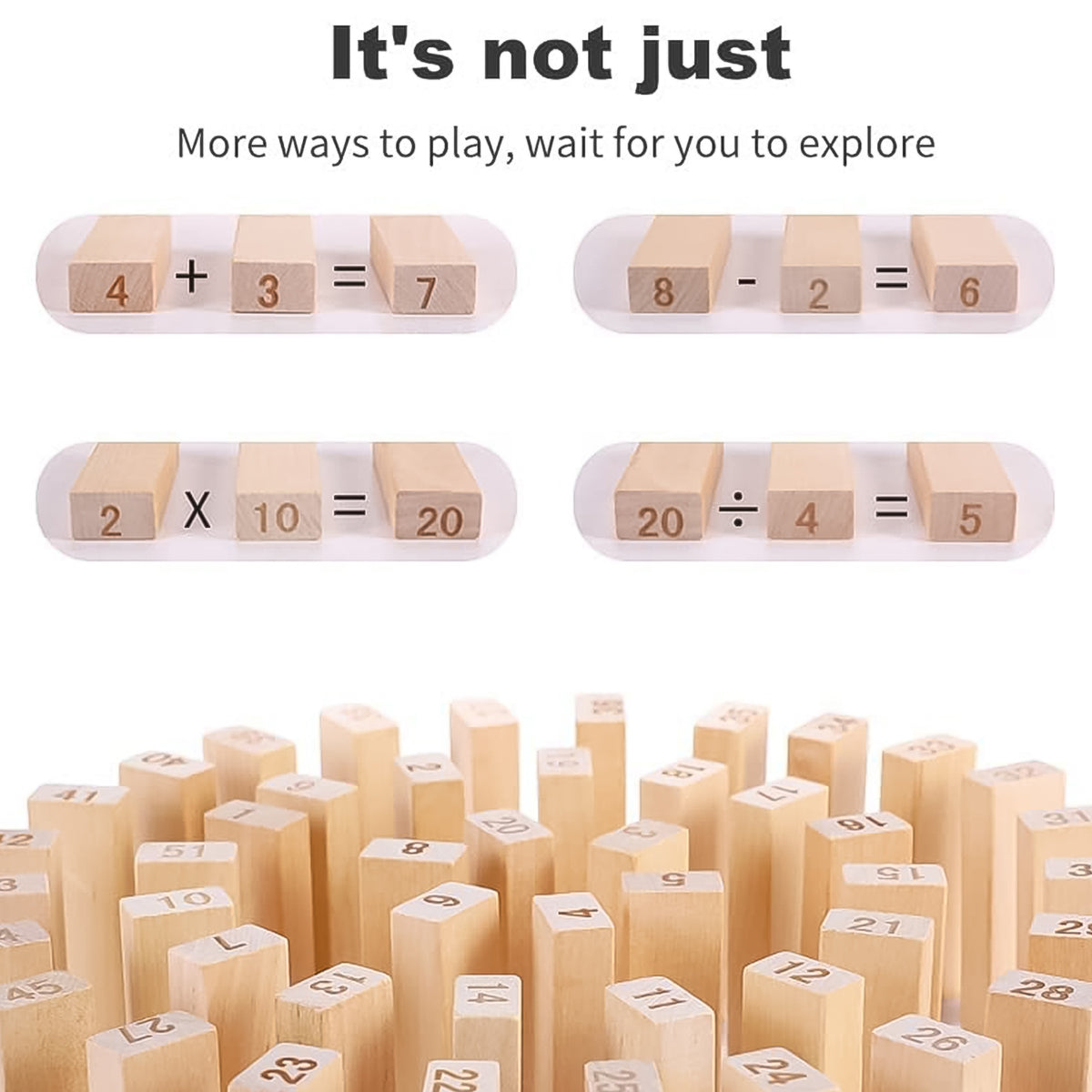 Wooden Tumbling Stacking Tower Game (48 Pcs Blocks 2 Dices)