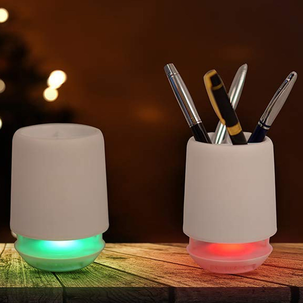 12890 Multifunctional 4 Compartment Pen Holder With Bluetooth Speaker 5 W Bluetooth Speaker Laptop  Desk Speaker  Table Lamp  Night Lamp Smart Color Changing Pen Stand Wireless Bluetooth Speaker