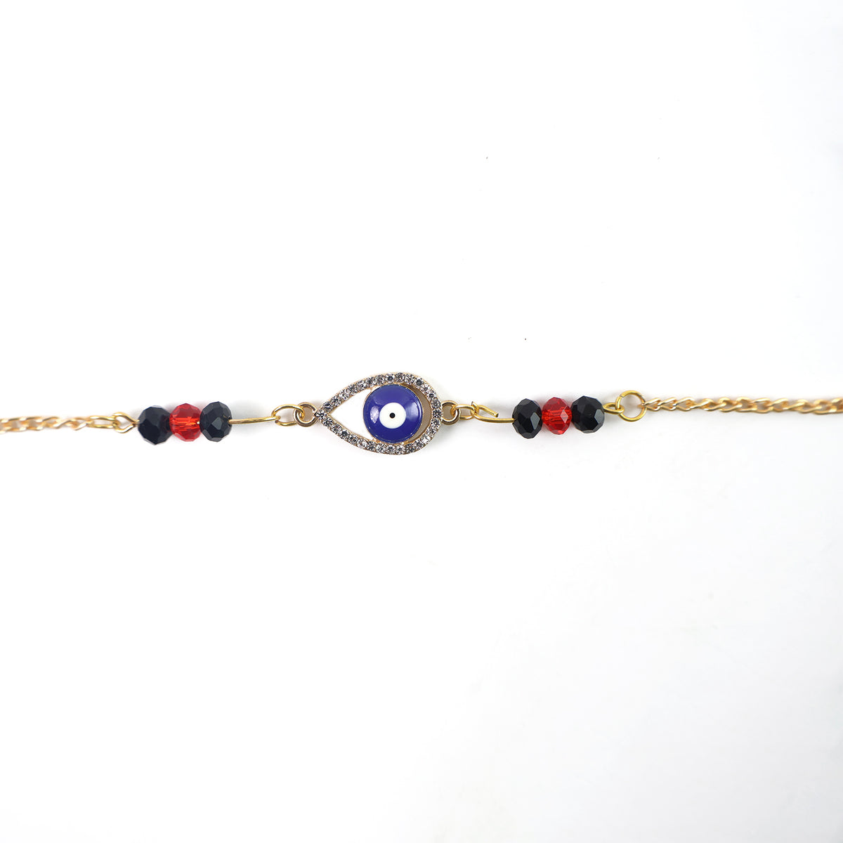 Royal Nazar Rakhi  Premium Evil Eye Protection Thread With Ornate Beads  Golden Chain