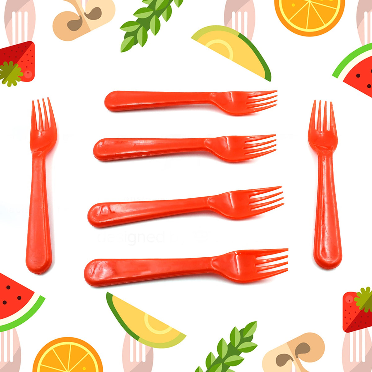 5968 Plastic Fork Spoon Fork Spoon Set Fruit Fork Spoon Set  Baby Fork Spoonvegetable Fork Spoon Plastic Salad Spoon Dessert Spoon (6pc Set)