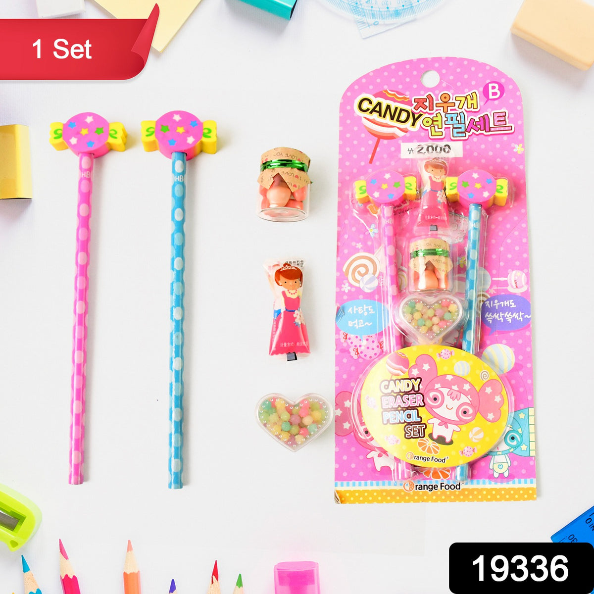 Fun Candy Design Pencil Set With Accessories Set (1 Set )