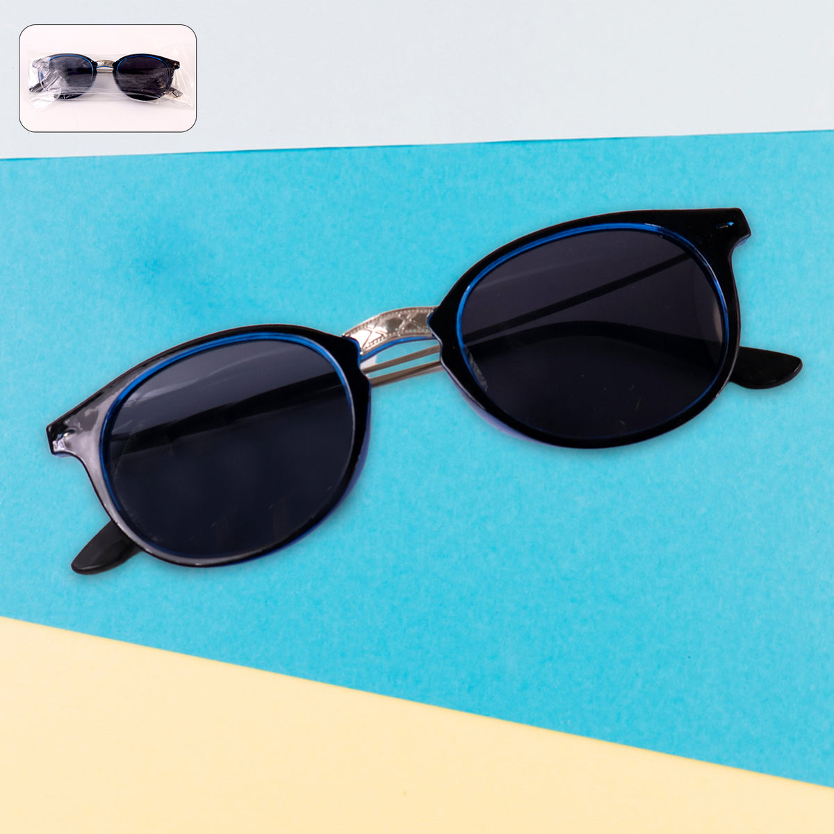 Blue Uv Protected Round Sunglasses Classic Sunglasses For Men  Women Lightweight