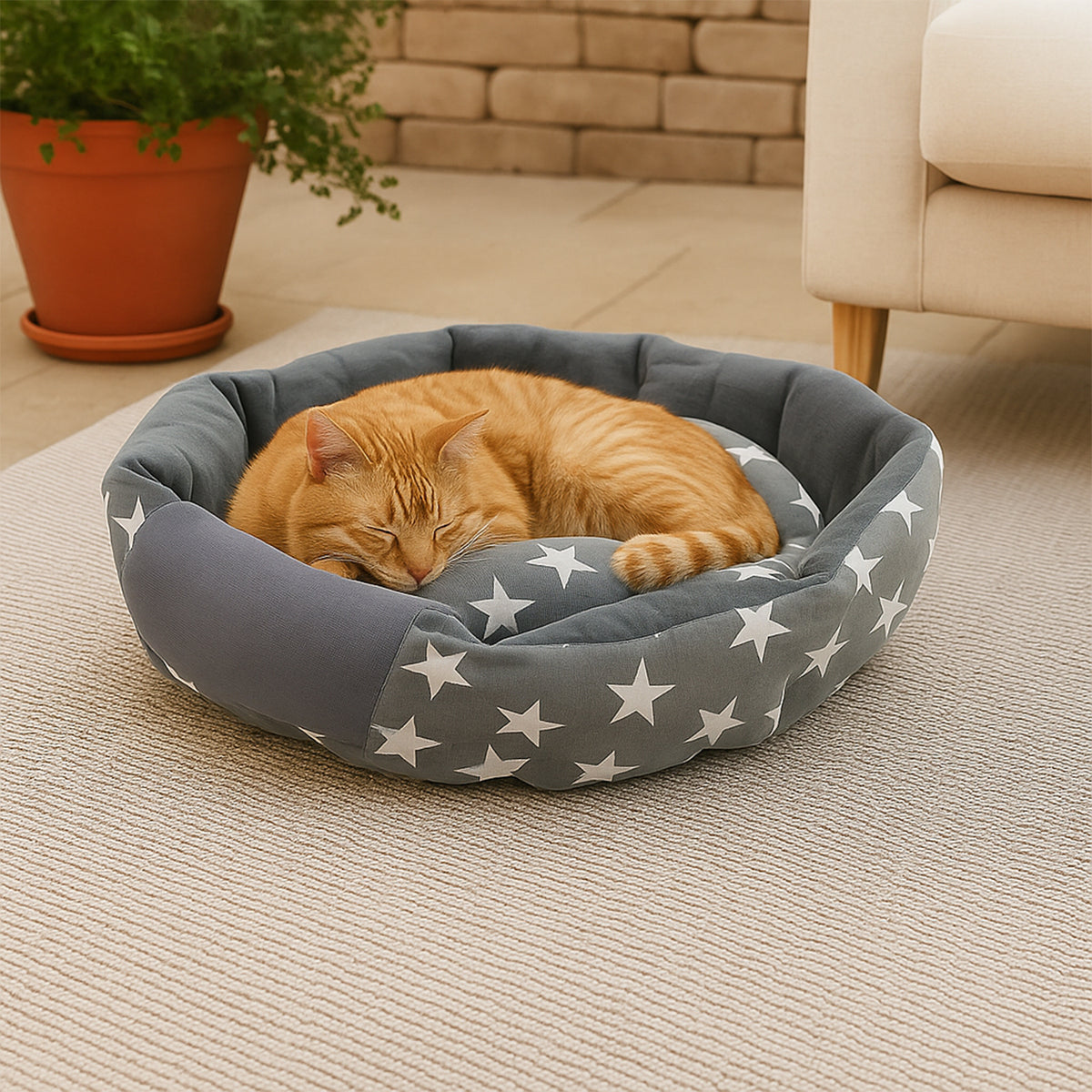 3xl Extra-large Star Pattern Round Pet Bed For Cats  Small Dogs