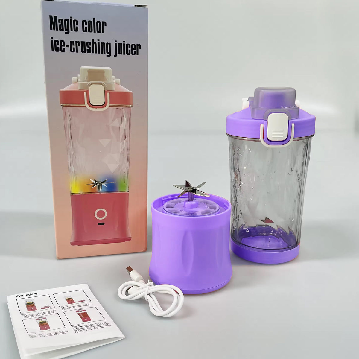 Electric Crusher Juicer With Multicolor Light 8 Blades (600 Ml  Multicolor)