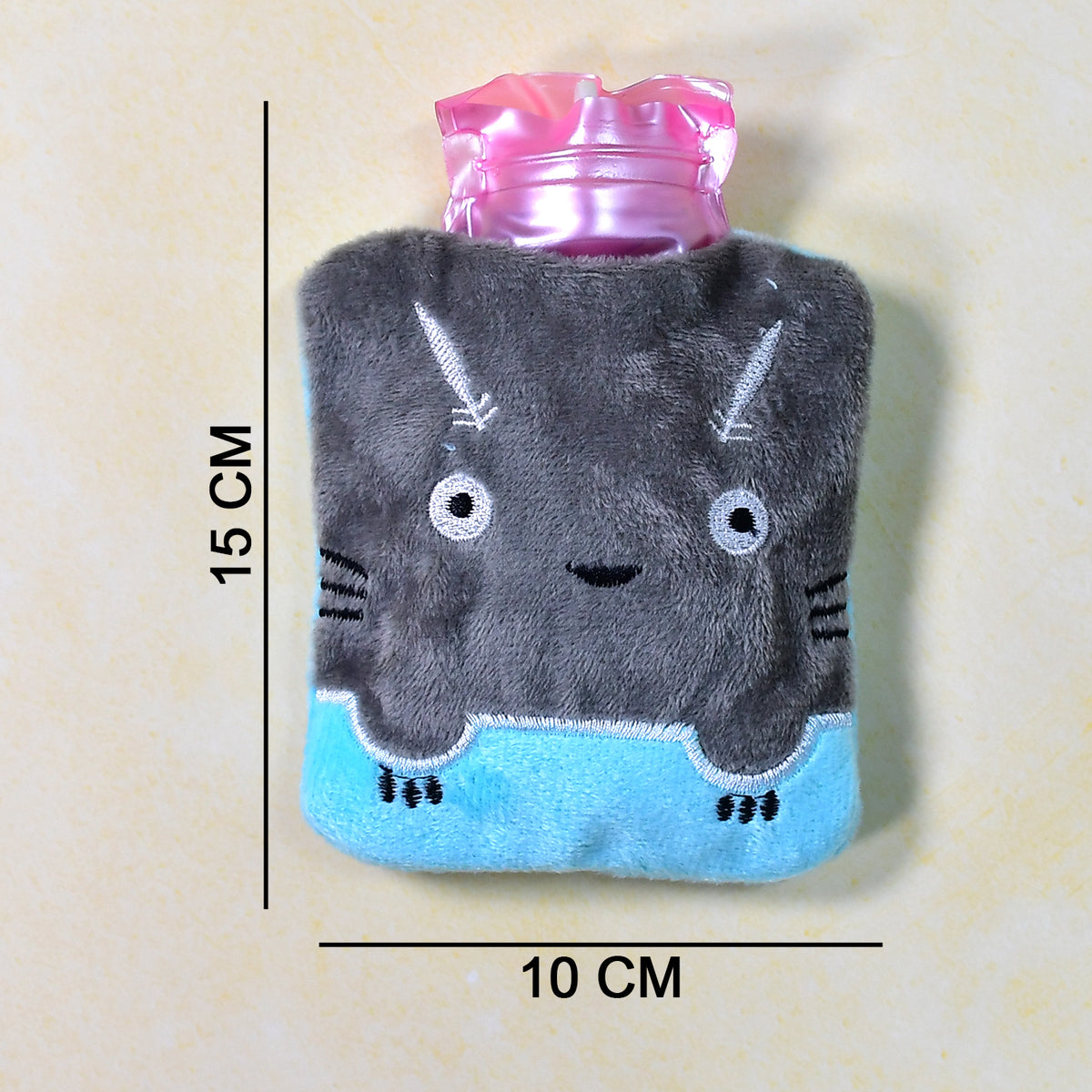 6528 Grey Cat Print Small Hot Water Bag With Cover For Pain Relief Neck Shoulder Pain And Hand Feet Warmer Menstrual Cramps.