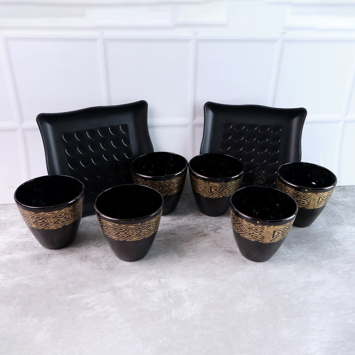 2 Bowl  6 Glass Snacks Set ( 8 Pc Set )