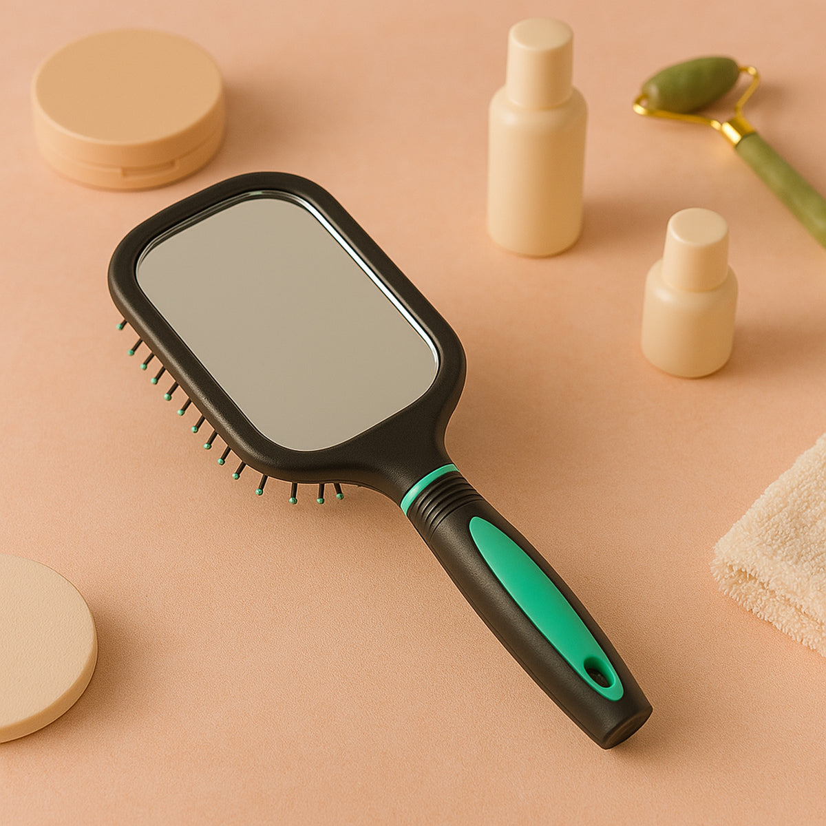 2-in-1 Hair Comb Brush With Mirror