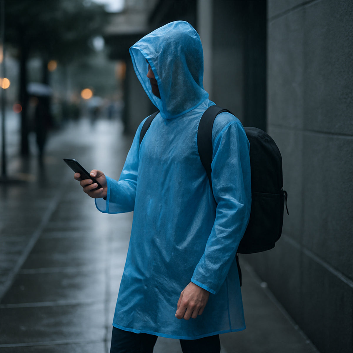 Ultra Lightweight Disposable Raincoat With Hood For Adults (1 Pc)