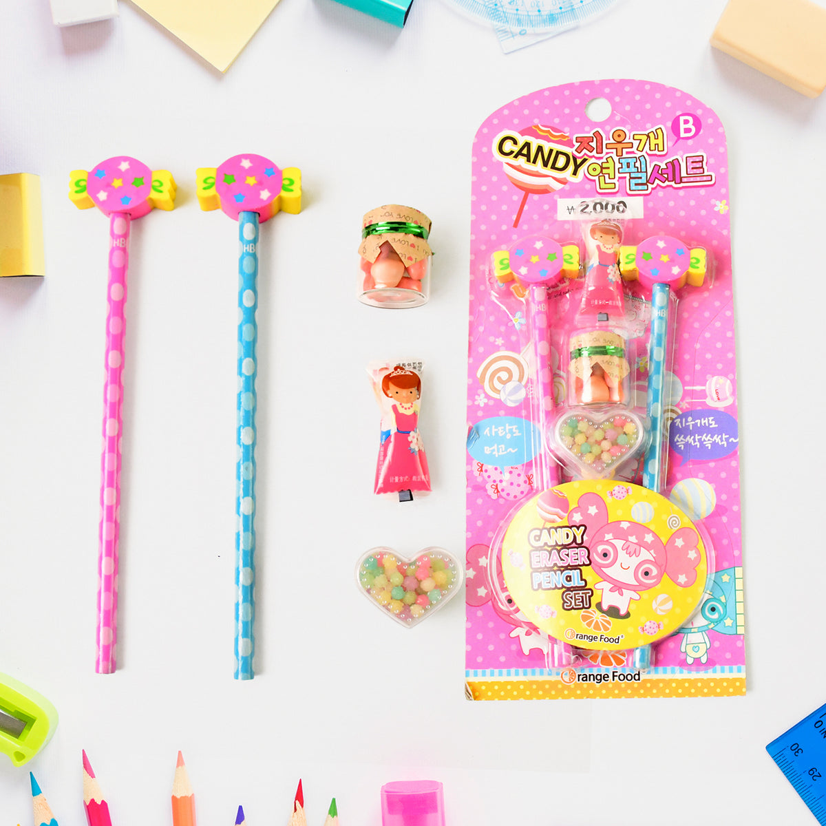 Fun Candy Design Pencil Set With Accessories Set (1 Set )
