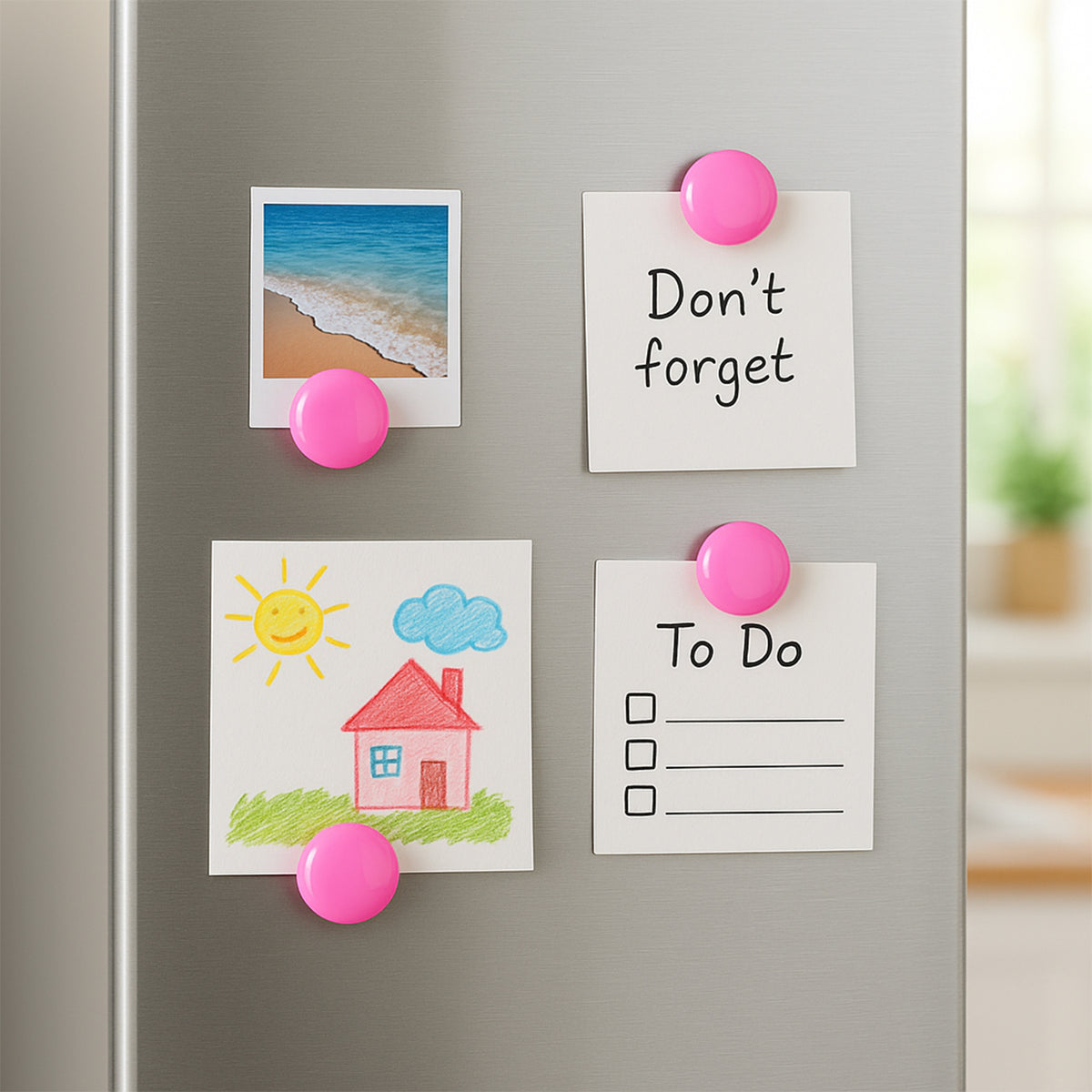 Round Fridge Magnets - (4 Pc  Set)