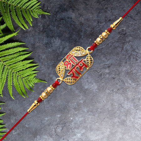 Shree Ram Rakhi With Golden Frame  Stone Detailing