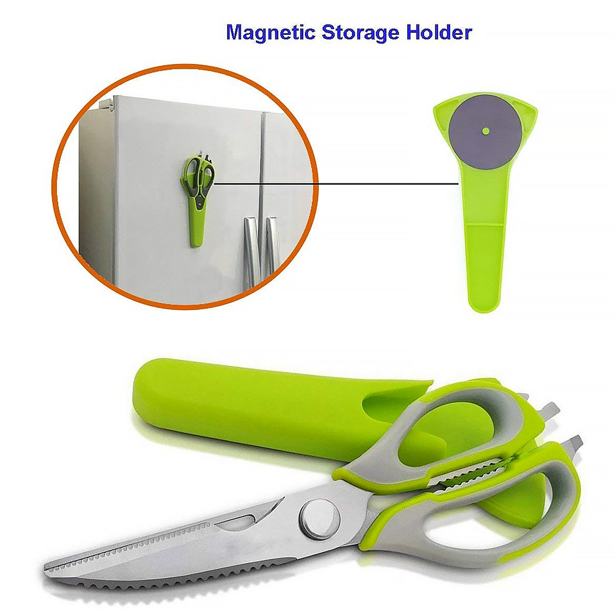 8193 Multi-purpose Kitchen Shears With Magnetic Holder Stainless Steel Red Multifunction Heavy Duty And Kitchen Scissors