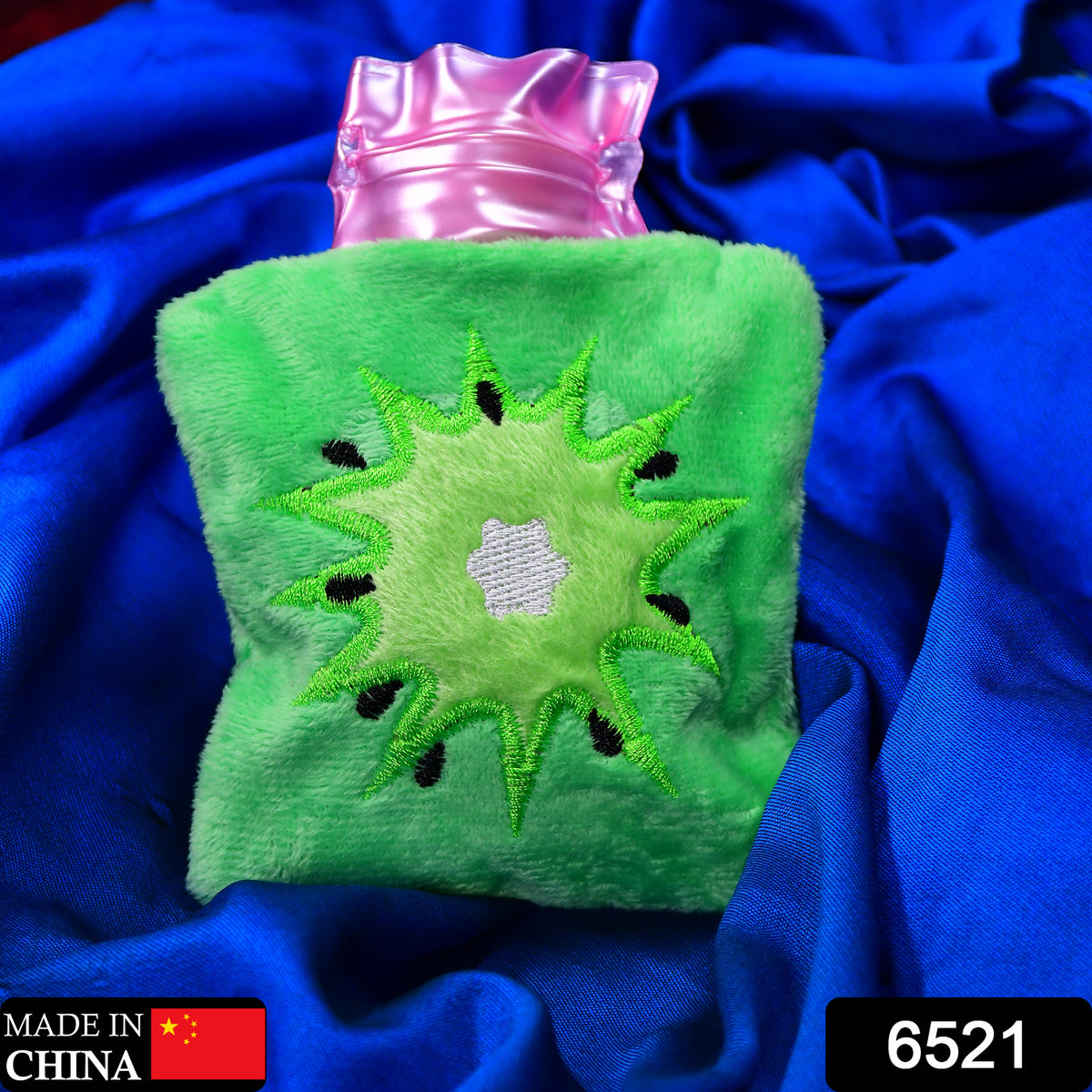 6521 Green Sun Small Hot Water Bag With Cover For Pain Relief Neck Shoulder Pain And Hand Feet Warmer Menstrual Cramps.