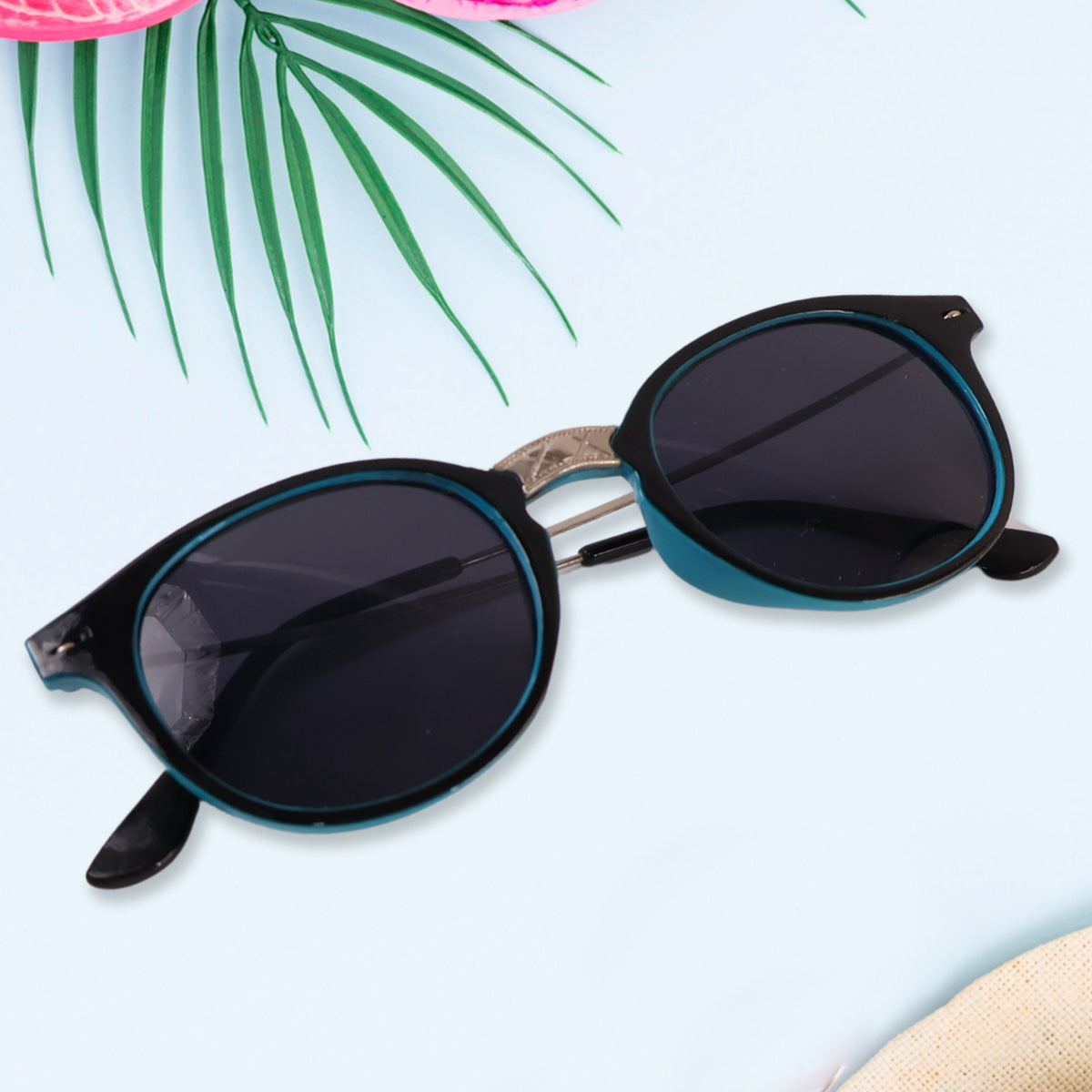 Sky Blue Uv Protected Round Sunglasses Classic Sunglasses For Men  Women Lightweight