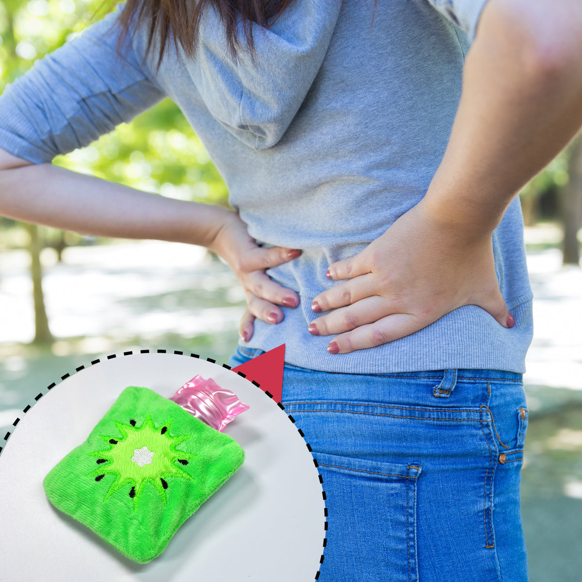 6521 Green Sun Small Hot Water Bag With Cover For Pain Relief Neck Shoulder Pain And Hand Feet Warmer Menstrual Cramps.