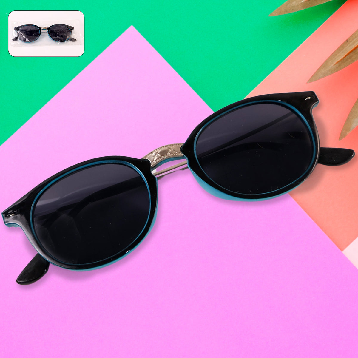 Sky Blue Uv Protected Round Sunglasses Classic Sunglasses For Men  Women Lightweight